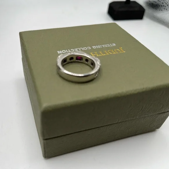Judith Ripka Sterling Diamonique Ruby Ring Size 5 - Picture 5 of 11